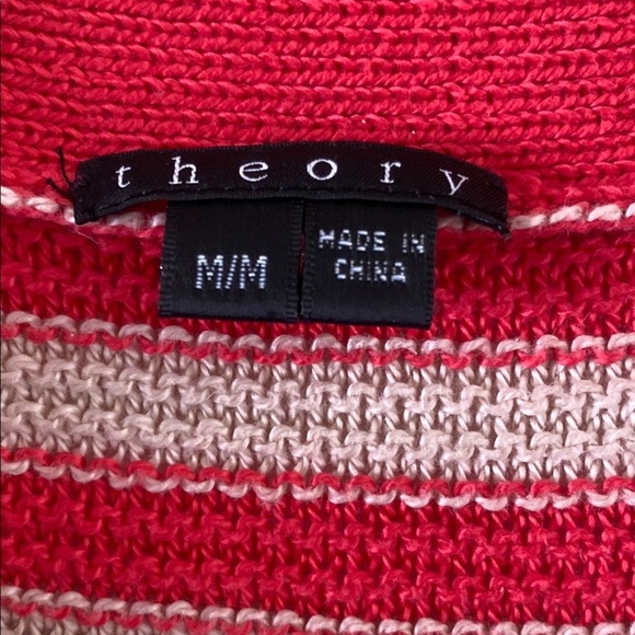 Theory Striped Pink Button-Up Sweater Size M - Picture 4 of 5